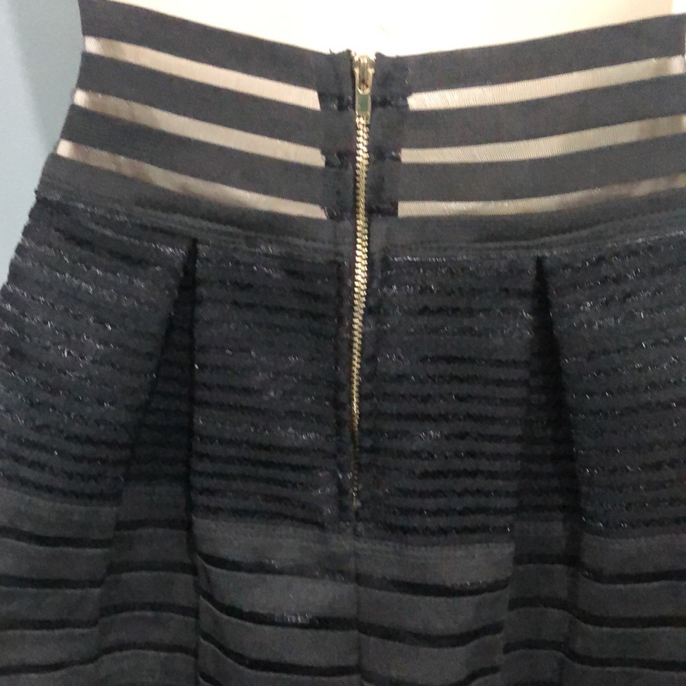 ANGL Black Pleated Mini Skirt Stripes All Around - Picture 12 of 12
